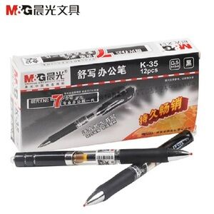 12 pcs M&G K-35 0.5mm Roller Gel Pen Retractable Smooth Writing Black New in Box